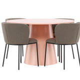 Stůl Lanzo - broskev se 4 židlemi Edina - černá / hnědá