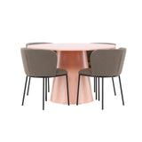 Stůl Lanzo - broskev se 4 židlemi Edina - černá / hnědá