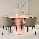 Stůl Lanzo - broskev se 4 židlemi Edina - černá / hnědá