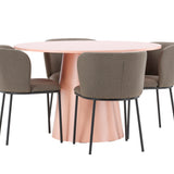 Stůl Lanzo - broskev se 4 židlemi Edina - černá / hnědá