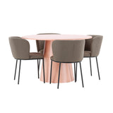 Stůl Lanzo - broskev se 4 židlemi Edina - černá / hnědá