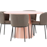 Stůl Lanzo - broskev se 4 židlemi Edina - černá / hnědá