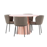 Stůl Lanzo - broskev se 4 židlemi Edina - černá / hnědá
