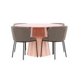 Stůl Lanzo - broskev se 4 židlemi Edina - černá / hnědá