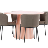 Stůl Lanzo - broskev se 4 židlemi Edina - černá / hnědá