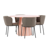 Stůl Lanzo - broskev se 4 židlemi Edina - černá / hnědá