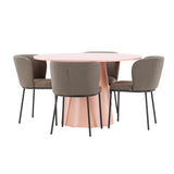 Stůl Lanzo - broskev se 4 židlemi Edina - černá / hnědá