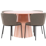 Stůl Lanzo - broskev se 4 židlemi Edina - černá / hnědá