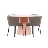 Stůl Lanzo - broskev se 4 židlemi Edina - černá / hnědá