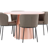 Stůl Lanzo - broskev se 4 židlemi Edina - černá / hnědá