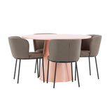 Stůl Lanzo - broskev se 4 židlemi Edina - černá / hnědá