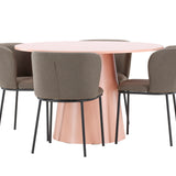 Stůl Lanzo - broskev se 4 židlemi Edina - černá / hnědá