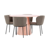 Stůl Lanzo - broskev se 4 židlemi Edina - černá / hnědá