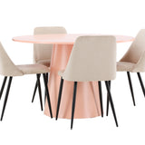 Stůl Lanzo - Peach se 4 nočními židlemi - Černá / Béžová