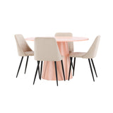 Stůl Lanzo - Peach se 4 nočními židlemi - Černá / Béžová