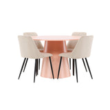 Stůl Lanzo - Peach se 4 nočními židlemi - Černá / Béžová