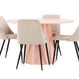 Stůl Lanzo - Peach se 4 nočními židlemi - Černá / Béžová