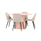 Stůl Lanzo - Peach se 4 nočními židlemi - Černá / Béžová