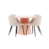 Stůl Lanzo - Peach se 4 nočními židlemi - Černá / Béžová