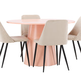 Stůl Lanzo - Peach se 4 nočními židlemi - Černá / Béžová