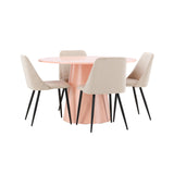 Stůl Lanzo - Peach se 4 nočními židlemi - Černá / Béžová