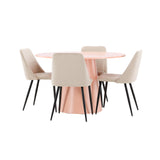 Stůl Lanzo - Peach se 4 nočními židlemi - Černá / Béžová