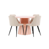 Stůl Lanzo - Peach se 4 nočními židlemi - Černá / Béžová