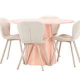 Stůl Lanzo – broskev se 4 židlemi Lilja – béžová