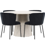 Stůl Lanzo – béžový se 4 židlemi Edina – černý