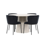 Stůl Lanzo – béžový se 4 židlemi Edina – černý