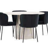 Stůl Lanzo – béžový se 4 židlemi Edina – černý