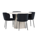 Stůl Lanzo – béžový se 4 židlemi Edina – černý