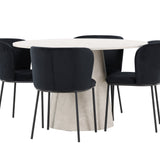 Stůl Lanzo – béžový se 4 židlemi Edina – černý