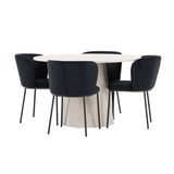 Stůl Lanzo – béžový se 4 židlemi Edina – černý