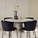 Stůl Lanzo – béžový se 4 židlemi Edina – černý