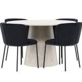 Stůl Lanzo – béžový se 4 židlemi Edina – černý
