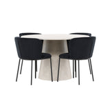 Stůl Lanzo – béžový se 4 židlemi Edina – černý