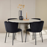 Stůl Lanzo – béžový se 4 židlemi Edina – černý