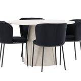 Stůl Lanzo – béžový se 4 židlemi Edina – černý