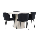 Stůl Lanzo – béžový se 4 židlemi Edina – černý