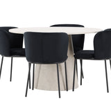 Stůl Lanzo – béžový se 4 židlemi Edina – černý