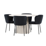 Stůl Lanzo – béžový se 4 židlemi Edina – černý