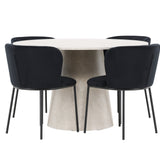 Stůl Lanzo – béžový se 4 židlemi Edina – černý