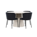 Stůl Lanzo – béžový se 4 židlemi Edina – černý