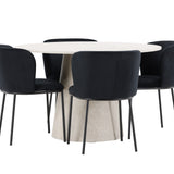 Stůl Lanzo – béžový se 4 židlemi Edina – černý