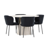 Stůl Lanzo – béžový se 4 židlemi Edina – černý