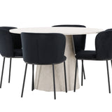 Stůl Lanzo – béžový se 4 židlemi Edina – černý