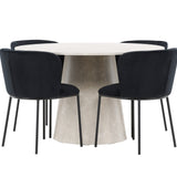 Stůl Lanzo – béžový se 4 židlemi Edina – černý