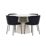 Stůl Lanzo – béžový se 4 židlemi Edina – černý