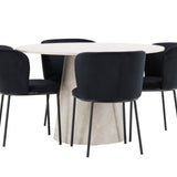 Stůl Lanzo – béžový se 4 židlemi Edina – černý